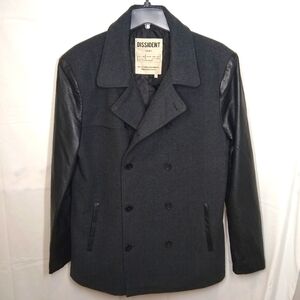 Dissident Men's Core Charcoal Double Breasted  Long Sleeve Coat size L